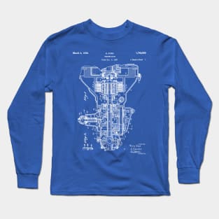 Ford Transmission Patent - Mechanic Auto Repair Garage Art - Blueprint Long Sleeve T-Shirt